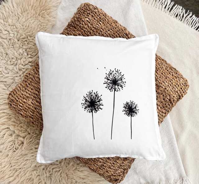 Cotton Cushion Cover Hand-Printed With Allium Motif, Screen Printed Handmade, Minimalist Modern Cushion, Spring Decoration For The Living Room - image 1