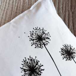 Cotton Cushion Cover Hand-Printed With Allium Motif, Screen Printed Handmade, Minimalist Modern Cushion, Spring Decoration For The Living Room - thumbnail 3