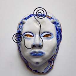 Horned Warrior Ceramic Wall Hanging Face - thumbnail 2