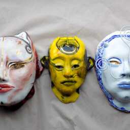 Horned Warrior Ceramic Wall Hanging Face - thumbnail 4