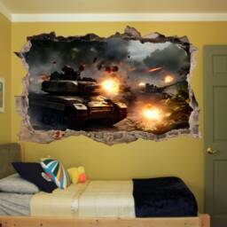 Army Tank Battle Wall Sticker Mural Poster Decal 3D Art Office Room Bedroom Decoration Id775 - thumbnail 3