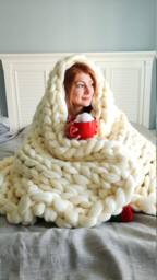 Chunky Blanket, Knit Throw, Home Decor, Boho, Gift For Christmas, Blankets & Throws, Her