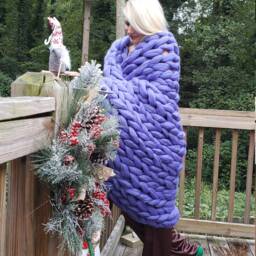 Chunky Blanket, Knit Throw, Home Decor, Boho, Gift For Christmas, Blankets & Throws, Her - thumbnail 3