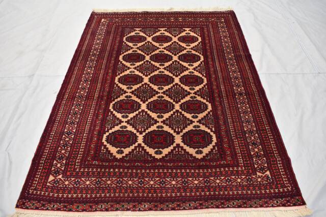 Vintage Afghan Turkman Wool Rug Zahir Shahi Herati Design, 6x4 - image 1