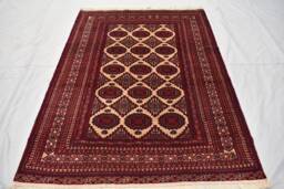 Vintage Afghan Turkman Wool Rug Zahir Shahi Herati Design, 6x4 - thumbnail 1