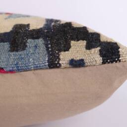 Handwoven Turkish Kilim Lumbar Pillow Bohemian Home Decor - 16x24 Inch - thumbnail 4
