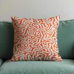 Orange Abstract Cushion Cover, Fluid Geometric Line Pattern Pillowcase, Modern Minimalist Retro Throw Pillow Living Room Decor - thumbnail 4
