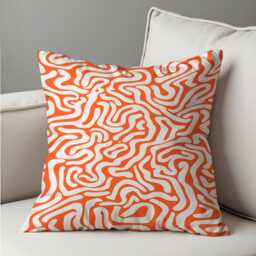 Orange Abstract Cushion Cover, Fluid Geometric Line Pattern Pillowcase, Modern Minimalist Retro Throw Pillow Living Room Decor - thumbnail 3