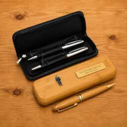 Law & Justice Luxury Wooden Or Leatherette Pen Case With Matching Free Engraving Scales Gavel Policeman Gift