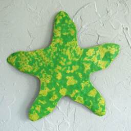 Lime Green Starfish Metal Wall Art Upcycled Coastal Decor - 11x11 - thumbnail 3