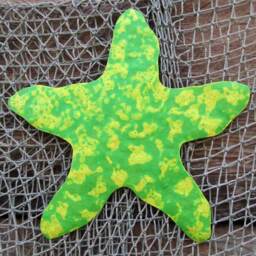 Lime Green Starfish Metal Wall Art Upcycled Coastal Decor - 11x11 - thumbnail 1