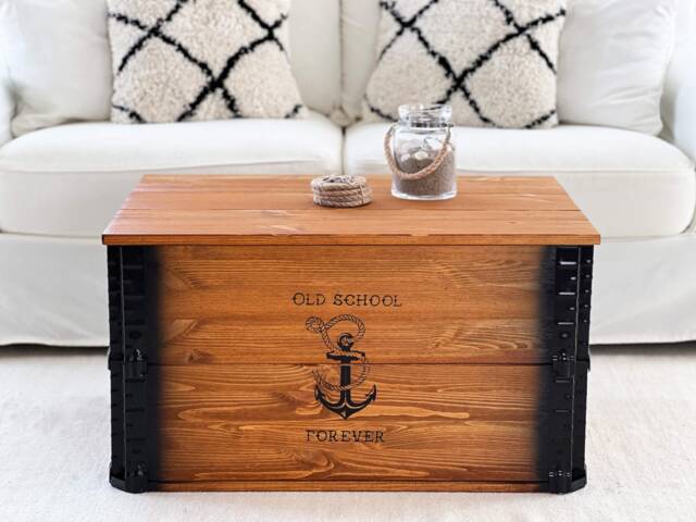 Coffee Table Chest Wooden Box Vintage Shabby Chic - image 1