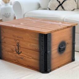 Coffee Table Chest Wooden Box Vintage Shabby Chic - thumbnail 3
