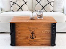 Coffee Table Chest Wooden Box Vintage Shabby Chic - thumbnail 1