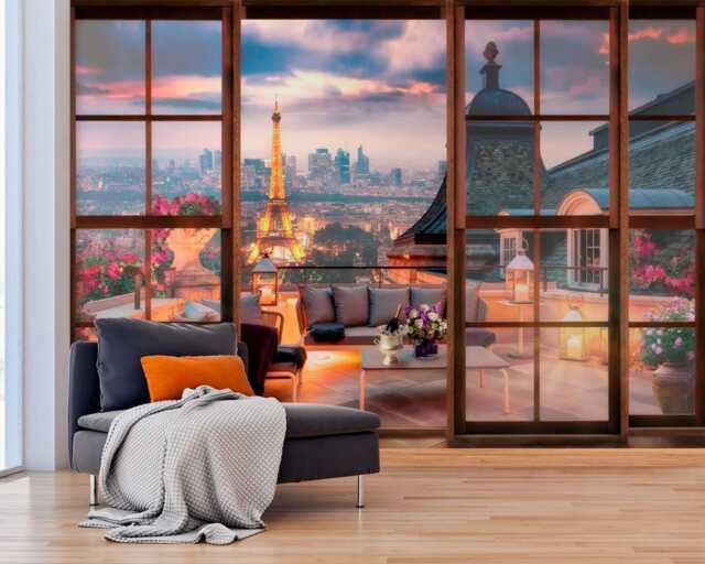 Paris Wall Mural For Bedroom Decor French Wallpaper Living Room Kitchen Eifel Customizable Wall Decal Removable - image 1