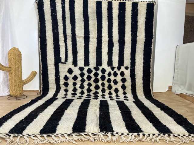 Beni Ourain Rug 7x10 Ft - Handmade Wool Striped Berber Area Rugs For Living Room Aboujaad Moroccan Rug Bedroom - image 1