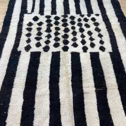Beni Ourain Rug 7x10 Ft - Handmade Wool Striped Berber Area Rugs For Living Room Aboujaad Moroccan Rug Bedroom - thumbnail 2