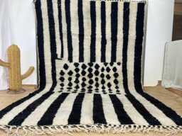 Beni Ourain Rug 7x10 Ft - Handmade Wool Striped Berber Area Rugs For Living Room Aboujaad Moroccan Rug Bedroom - thumbnail 1
