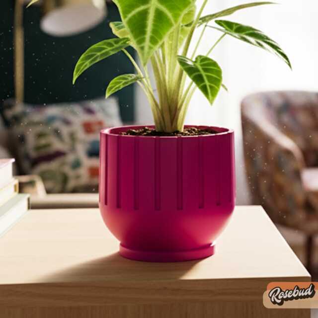 Bold Color Fluted Planter - 3D Printed Indoor Pot With Drainage, Hot Pink To Terracotta, Statement Plant Pot, Mid-Bubble - image 1