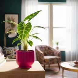 Bold Color Fluted Planter - 3D Printed Indoor Pot With Drainage, Hot Pink To Terracotta, Statement Plant Pot, Mid-Bubble - thumbnail 2