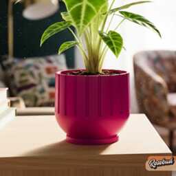 Bold Color Fluted Planter - 3D Printed Indoor Pot With Drainage, Hot Pink To Terracotta, Statement Plant Pot, Mid-Bubble - thumbnail 1