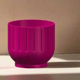 Bold Color Fluted Planter - 3D Printed Indoor Pot With Drainage, Hot Pink To Terracotta, Statement Plant Pot, Mid-Bubble - thumbnail 3