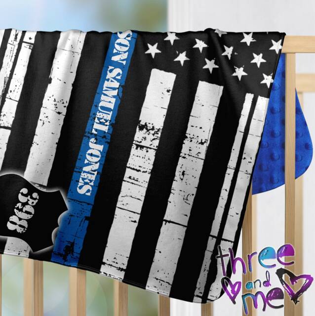 Thin Blue Line Baby Blanket Police Blanket - image 1