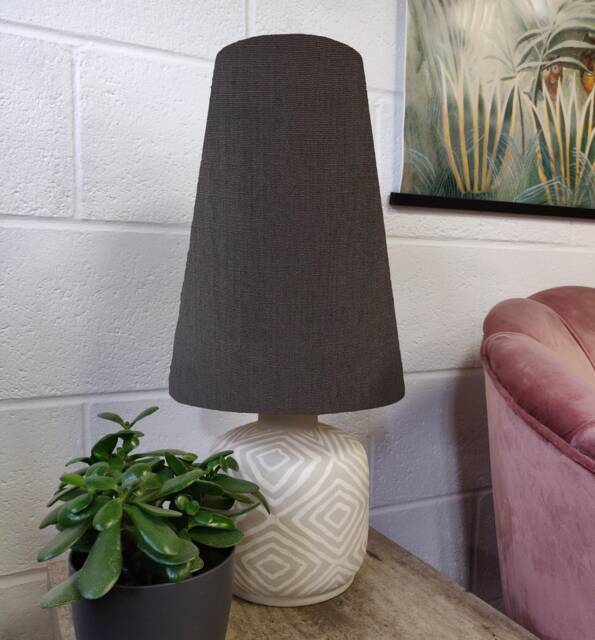 New Mini Charcoal Grey Cone Lampshade in Linen, Conical Fat Lamp Shade - image 1