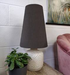 New Mini Charcoal Grey Cone Lampshade in Linen, Conical Fat Lamp Shade - thumbnail 1
