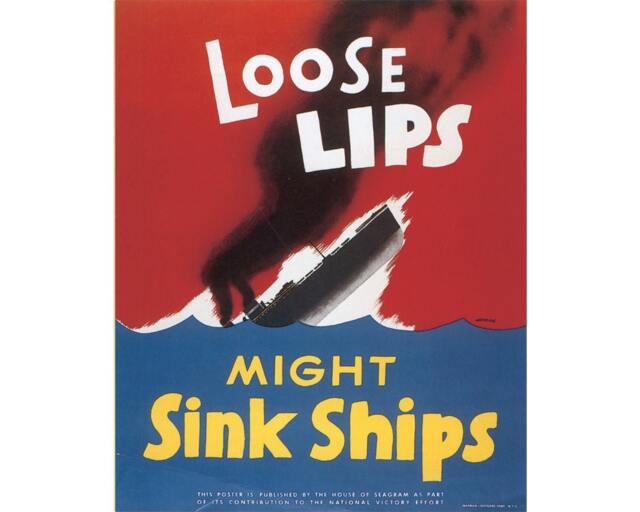 World War Propaganda Loose Lips Might Sink The Ship Vintage Advertising Enamel Metal Tin Sign Wall Plaque