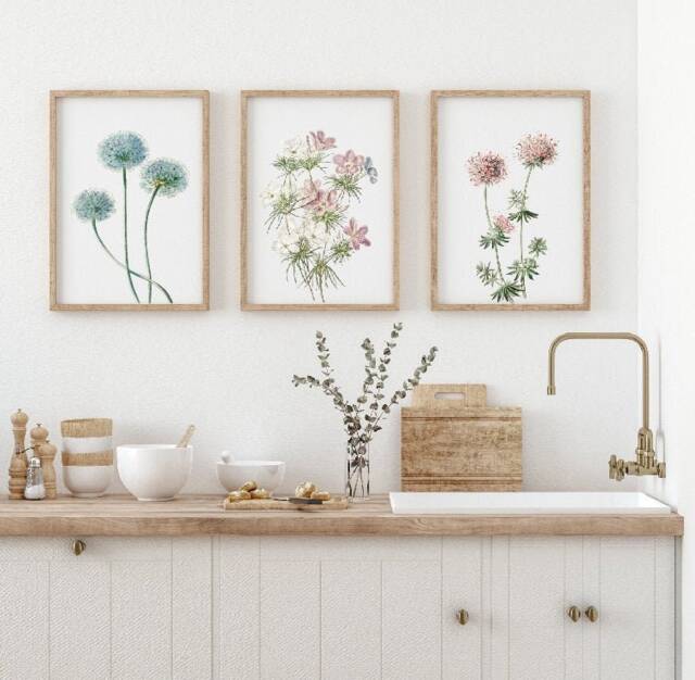 Dandelion Flower Prints, Botanical Wall Art, Set Of 3 - image 1