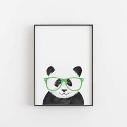 Watercolor Panda Print With Glasses, Animal Nursery Art - thumbnail 1
