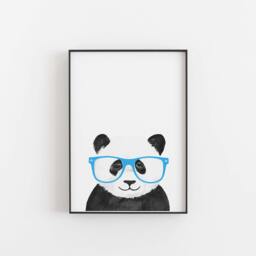 Watercolor Panda Print With Glasses, Animal Nursery Art - thumbnail 2