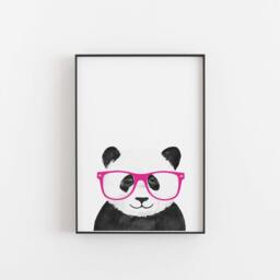 Watercolor Panda Print With Glasses, Animal Nursery Art - thumbnail 3
