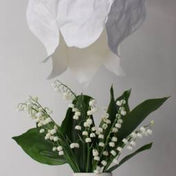 White Paper Lampshade, Lily Of The Valley, Washable Paper Pendant Light, Wabi Sabi, Japandi, Scandinavian - thumbnail 3