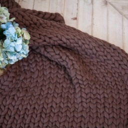 Wool Giant Blanket, Lap Gift For Her, Chunky Knit Throw, Blanket, Home, Afghan, Knitting - thumbnail 2