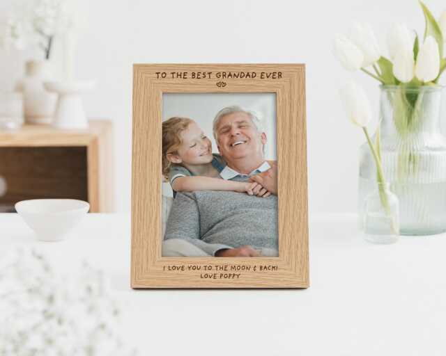 Best Grandad Ever Christmas Gift - Photo Frame For Grandpa Gramps Engraved Custom For 7x5 Or 6x4 Picture - image 1