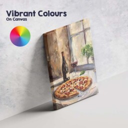 Rustic Italian Pizza & Red Wine Still Life Impressionist Kitchen Painting Canvas Wall Art Print Decor Picture Ready To Hang - thumbnail 4
