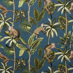Handmade Monkey Teal Botanical Storage Ottoman - Tropical Animal Palm Tree Fabric Bespoke British Made - thumbnail 4