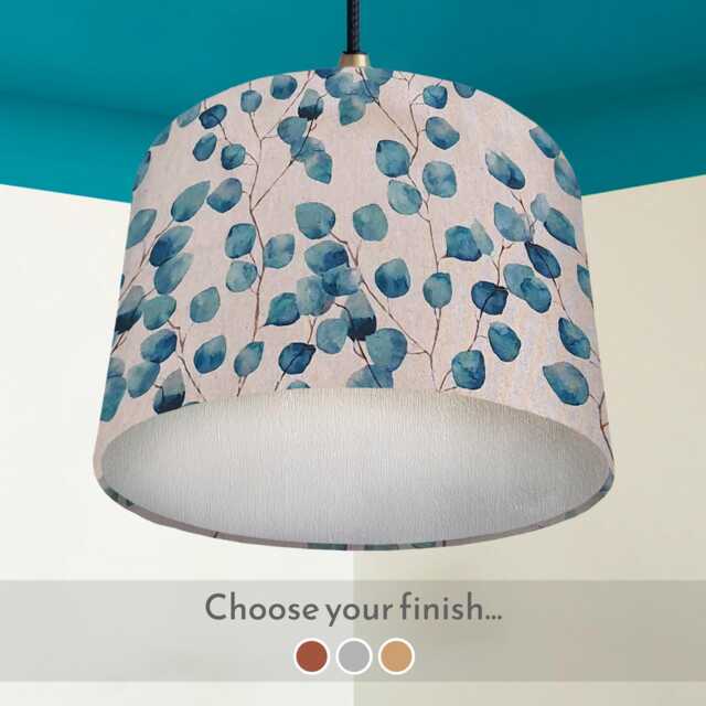 Botanical Teal Lampshade Handmade Honesty Plant Light Shade - image 1