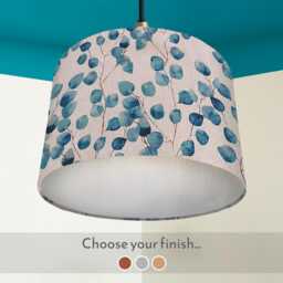 Botanical Teal Lampshade Handmade Honesty Plant Light Shade - thumbnail 1
