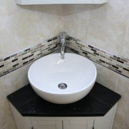 Bathroom Vanity Unit White Corner Wash Stand Black Quartz & Ceramic Basin 501Bpbqcbc - thumbnail 3