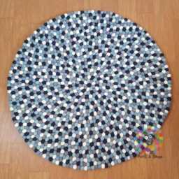 Handmade Wool Felt Ball Rug Nursery Decor, Blue & Gray - thumbnail 4