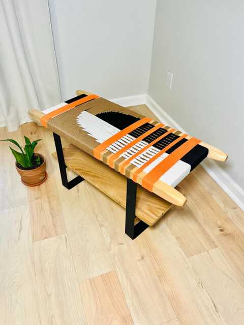 Hand-Woven Entryway Bench Mcm Style End Of Bed & Mudroom Seating - Custom-Made, Multiple Sizes - image 1