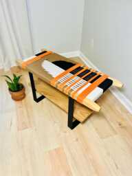Hand-Woven Entryway Bench Mcm Style End Of Bed & Mudroom Seating - Custom-Made, Multiple Sizes - thumbnail 1