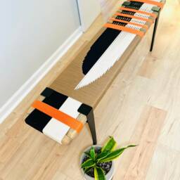 Hand-Woven Entryway Bench Mcm Style End Of Bed & Mudroom Seating - Custom-Made, Multiple Sizes - thumbnail 3