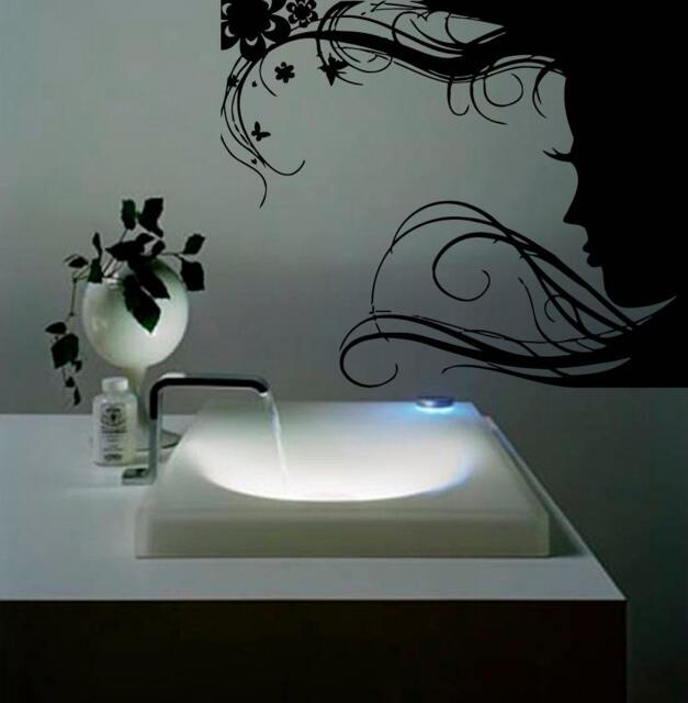 Free Shipping Wall Decals Beauty Salon Decor Model Girl Face Long Hair Vinyl Sticker Hairdressing Spa Home Interior M605 - image 1