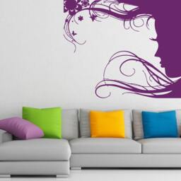 Free Shipping Wall Decals Beauty Salon Decor Model Girl Face Long Hair Vinyl Sticker Hairdressing Spa Home Interior M605 - thumbnail 2