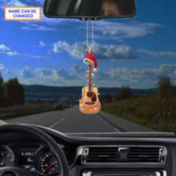 Musical Guitar Acrylic 2D Flat Christmas Ornament, Festive Tree Hanging Holiday Decoration, Unique Guitar Musical Gift