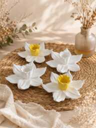 Daffodil Candle Holder, Flower Taper Wedding Table Decor, Bridal Shower Floral Candlestick, Centerpiece - thumbnail 1